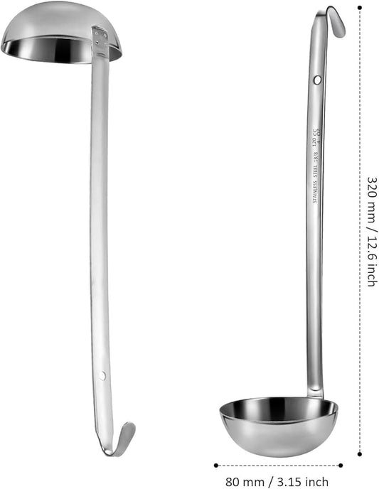 meekoo 3 Pieces Stainless Steel Ladle Soup Handle Ladle with Pouring Rim for Kitchen Cooking Soup Sauce(4 oz)