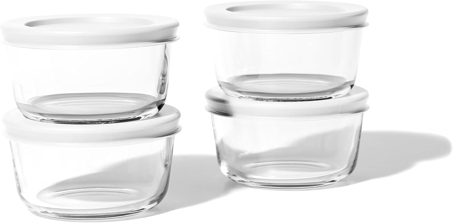 DURA LIVING 16-Piece Glass Food Storage Containers Set (8 Containers + 8 BPA-Free Lids) | 7-Ounce, Leakproof | Microwave, Freezer, Oven & Dishwasher Safe | Ideal for Meal Prep & Pantry Organization