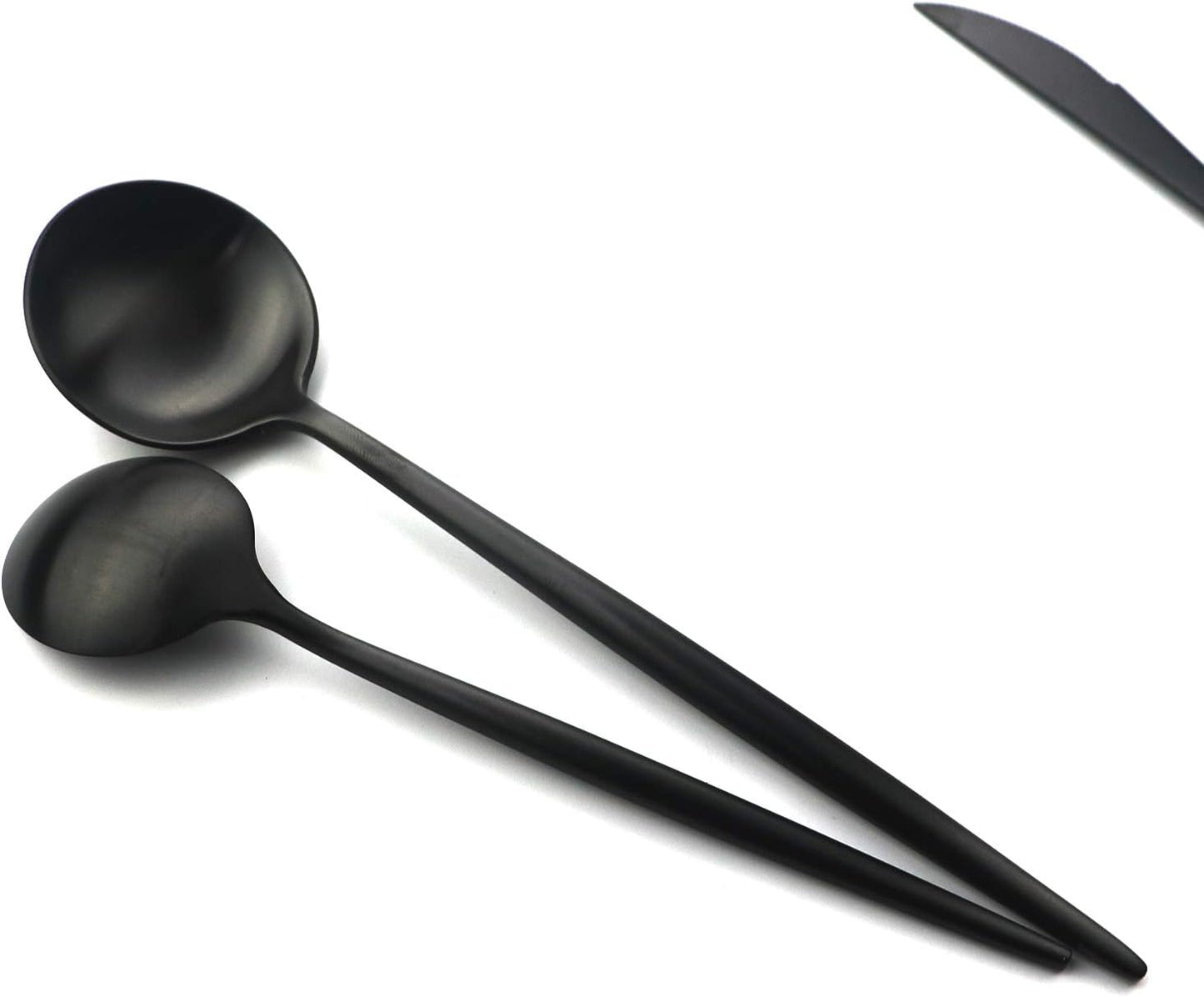 Gugrida 24-Piece Matte Black Handle 18/10 Stainless Steel Silverware Set, Titanium Black Cutlery, Flatware Set for Home & Restaurant, Dishwasher Safe