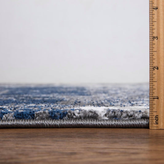 Keen Home Design Area Rugs - 2x20 Non-Shedding, Abstract Rugs for Kitchen, Living Room, Bedroom, Dining Room, Entryway - Size: 2'8" x 20', Navy/Grey/White
