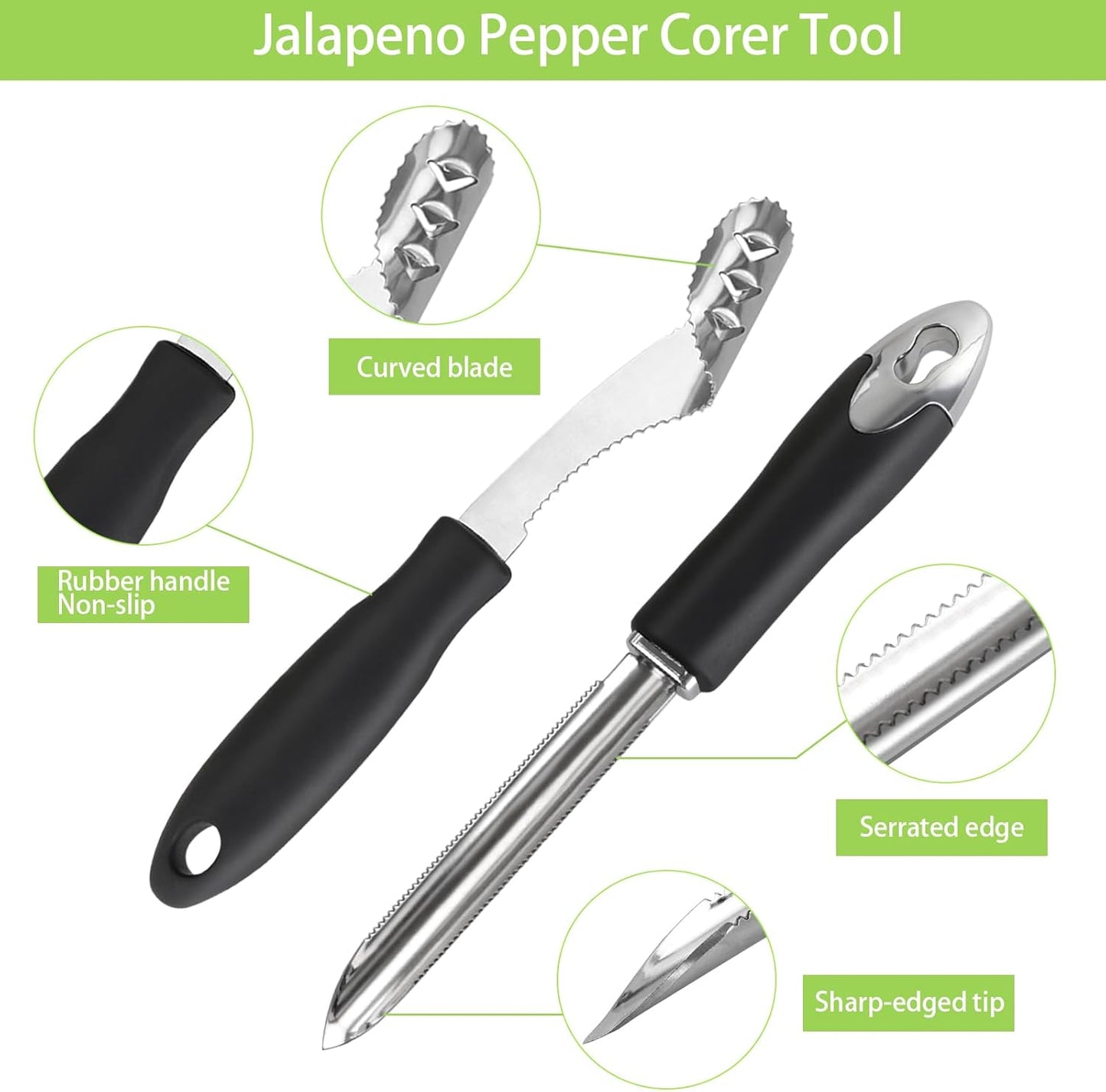 Openfly Vegetable Corer Tool, 6 Pcs Stainless Steel Fruit and Vegetable Corer Tools for Home Kitchen Cherry Pear Jujube Zucchini Chili