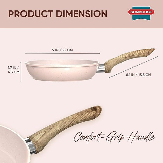 Sunhouse – Durable 9 Inch / 22 Nonstick Skillet, 4-Layer Non-Stick Frying Pan, PFOA-Free, Stay-Cool Handle, Induction Compatible with All Cooktops