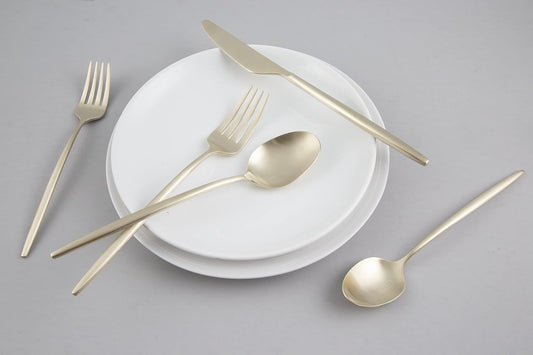 Cambridge 505220CKW12R Gaze Champagne Satin 20-Piece Flatware Set, Service for 4, silver