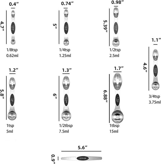 Magnetic Stainless Steel Measuring Cups & Spoons Set –(4+8)-Piece Stackable Set with Engraved Measurements – Dishwasher Safe Baking Essentials-Solid