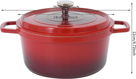 4L Stew Pot with Lid Modern Round Dutch Oven Pot with Lid Ceramic Stew Pot Casserole Dish with Dual Handles for Home Restaurant Kitchen (Red)
