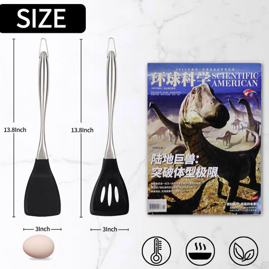 JULIPRO 2 Pack Silicone spatula set,Turner,kitchen utensils, cooking utensils,Ideal Cookware for Fish, Eggs, Pancakes,silicone spatula set