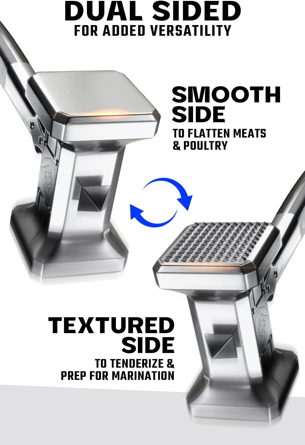 Dalstrong Meat Tenderizer Tool - NEW IMPROVED - Dual Sided, Extra-Large Meat Hammer - Premium High-Carbon Stainless Steel - Meat Mallet - Chef Pounder - Black G10 Handle