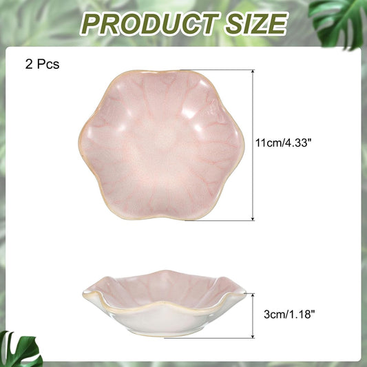 uxcell 2Pcs Ceramics Jewelry Plate, Lotus Leaf Shape Key Holder Bowl for Entryway Table Decor Small Ring Tray Dish Gift for Women Girlfriend, Pink