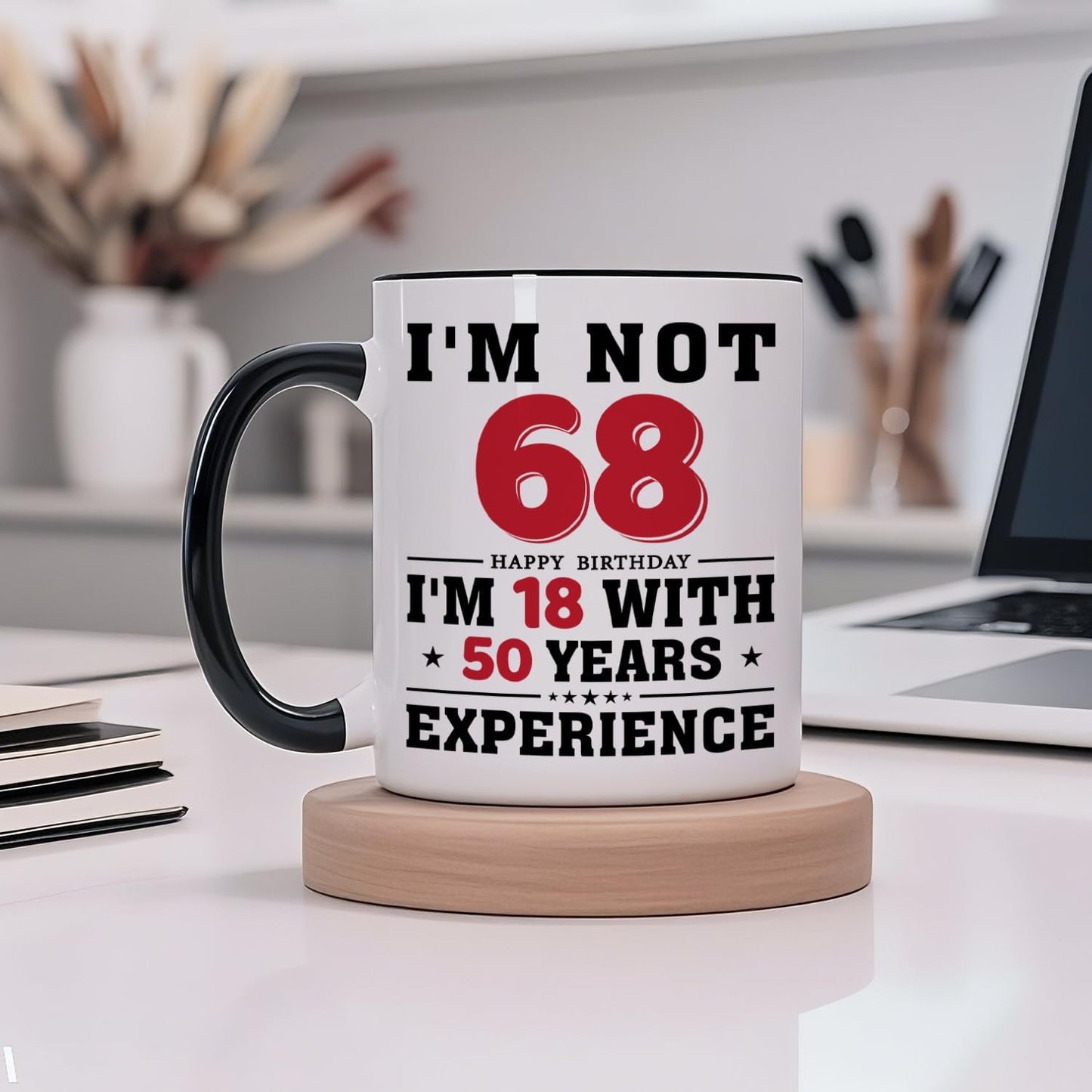 68th Birthday Coffee Mug, 68 year old Birthday Gift Ideas for Men Women Her Him, Red Black 11oz