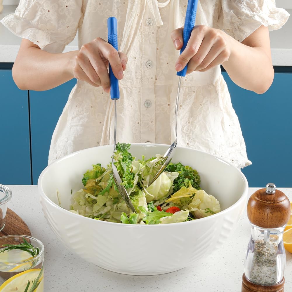 2-Piece,Stainless Steel Serving spoons set with Slotted Spoon.Serving Spoon and Perforated Spoon, kitchen cooking serving utensils set cooking spoon-blue