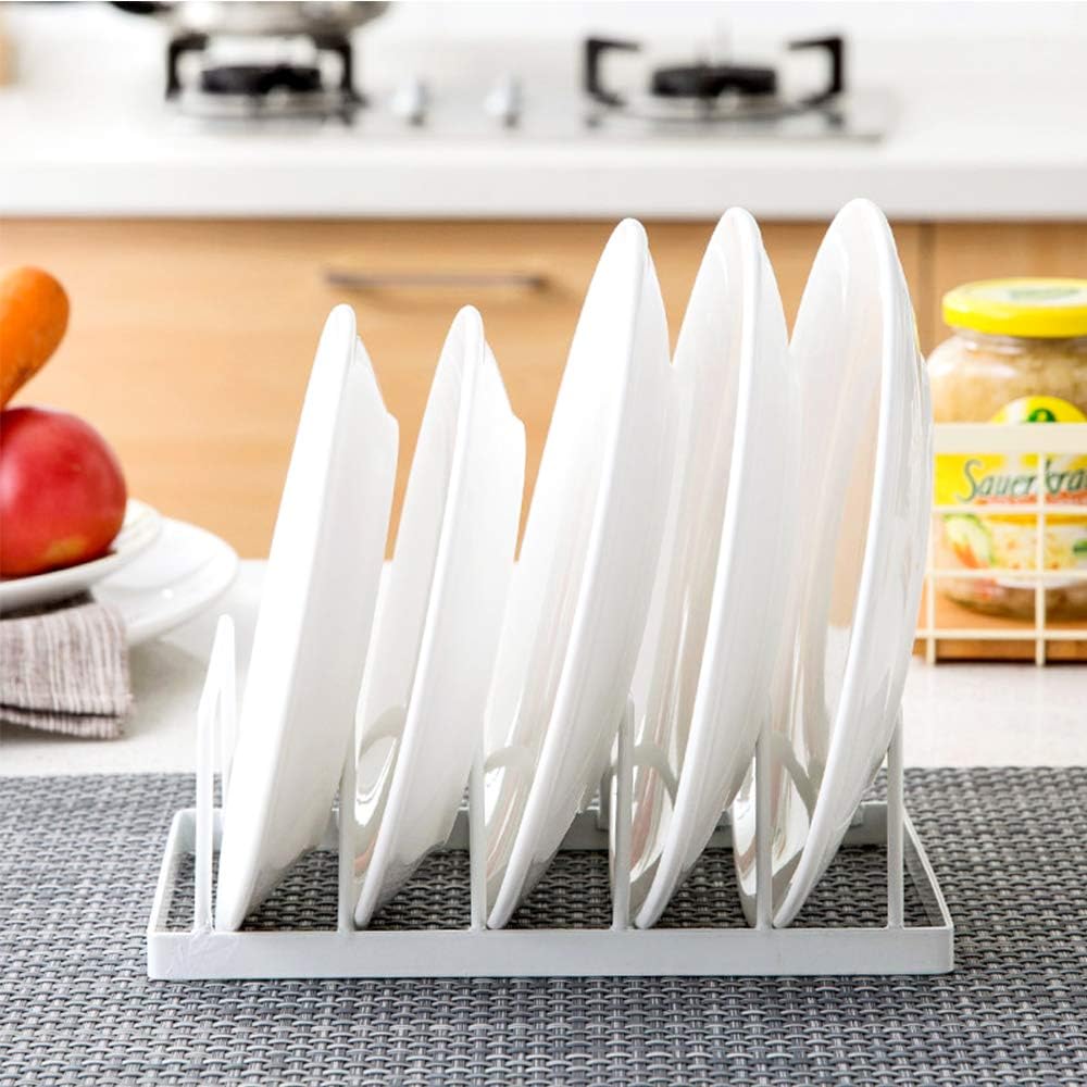 Tomorotec Dish Plate Storage Drainboard 2-Pack, Alloy Steel Kitchen Pot Lid Holder Dish Plate Drying Rack Drainer Stand Multifunctional Cabinet Organizer