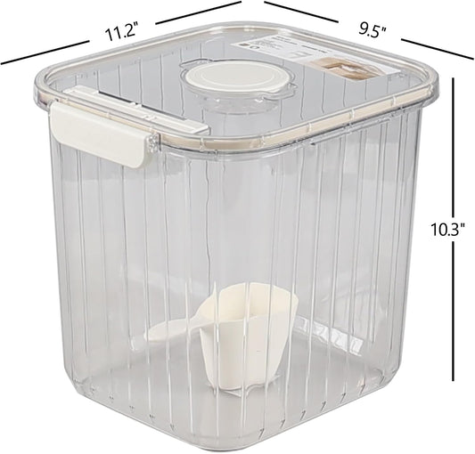 22 Lbs Airtight Rice Cereal Storage Container, 1 Pack Clear Plastic Food Storage Container Bin