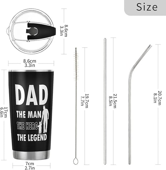 JUDIAN Gifts for Dad - Father's Day and Birthday Tumbler Cup - 20oz Travel Coffee Mug From Daughter or Son