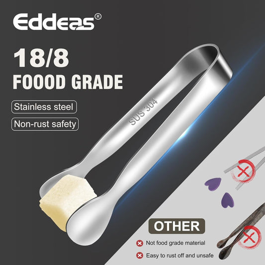 Mini Tongs For Serving Food,Set fo 12 Small Tongs For Appetizers,Small Stainless Steel Metal Cooking Tong,for Tea Party Coffee Bar, 4 inch Sugar Tong - Silver