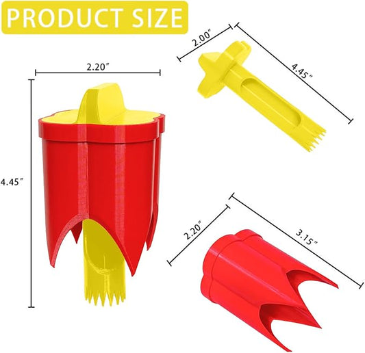 Pepper Corer, 2 in 1 Red Bell Pepper Seed Corer Remover Tool, Fruit & Vegetable Corers Quick Cave Tools for Jalapeno Cutter Deseeder, Yellow Red