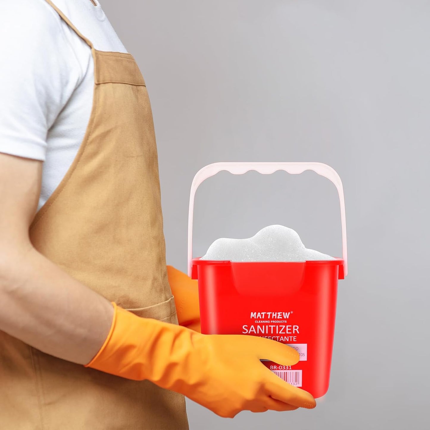 Matthew Red&Green&Blue Detergent and Sanitizing Cleaning Bucket 3 Quart Cleaning Pail,Set of 3 Square Containers,Built-In Spout w/Handle,Wash Rinse Sanitize Handwash Bucket,Incl.3Pcs Microfiber Cloths