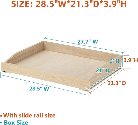 ROOMTEC Pull Out Cabinet Organizer 28-1/2" W x 21" D, Pull Out Cabinet Drawer for Kitchen cabinets with Soft Close, Pull Out Cabinet Shelf, Finished, Bottom Assembly, 2PCS