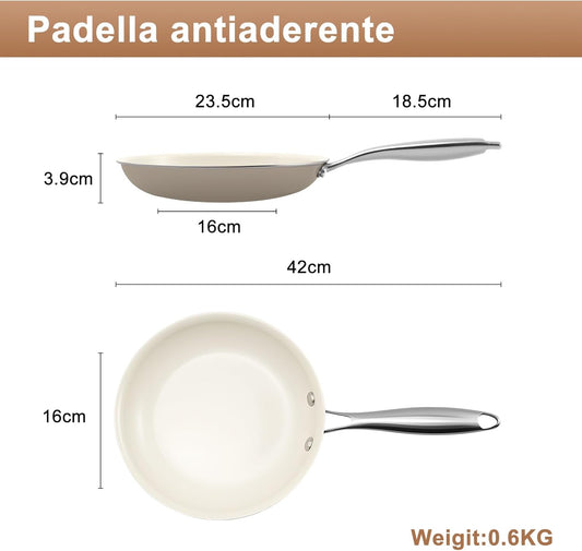 8.5 Inch Ceramic Nonstick Frying Pan Skillet - PFAS-Free, Non-Toxic, Oven Safe & Induction Ready, Aluminum Cookware with Stainless Steel Handle