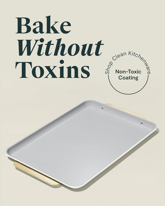 Caraway Non-Stick Ceramic Baking Sheet - Naturally Slick Ceramic Coating - Non-Toxic, PTFE & PFOA Free - Perfect for Baking, Roasting, and More - Large (18" x 13") - White