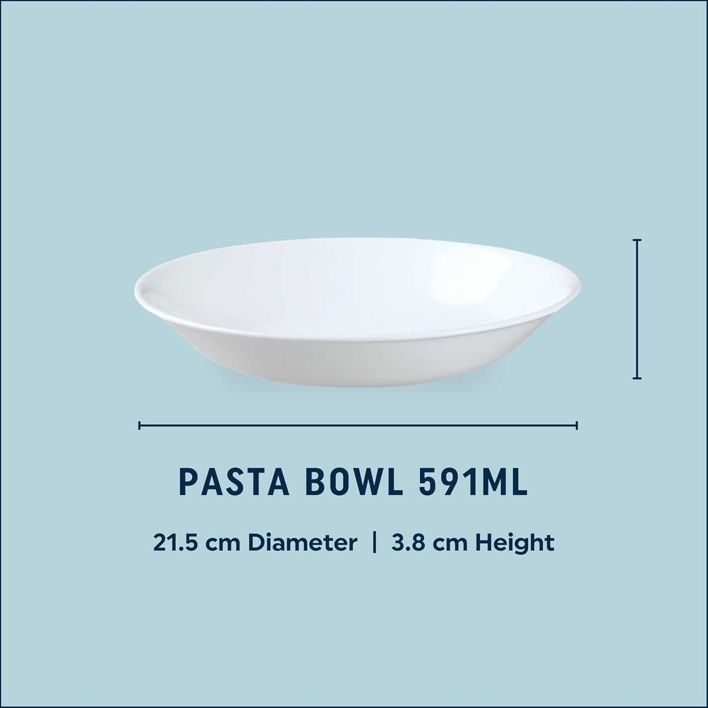 Corelle Vitrelle 6-Piece Bowl Set Triple Layer Glass and Chip Resistant, 20-Oz Lightweight Round Bowls, Winter Frost White