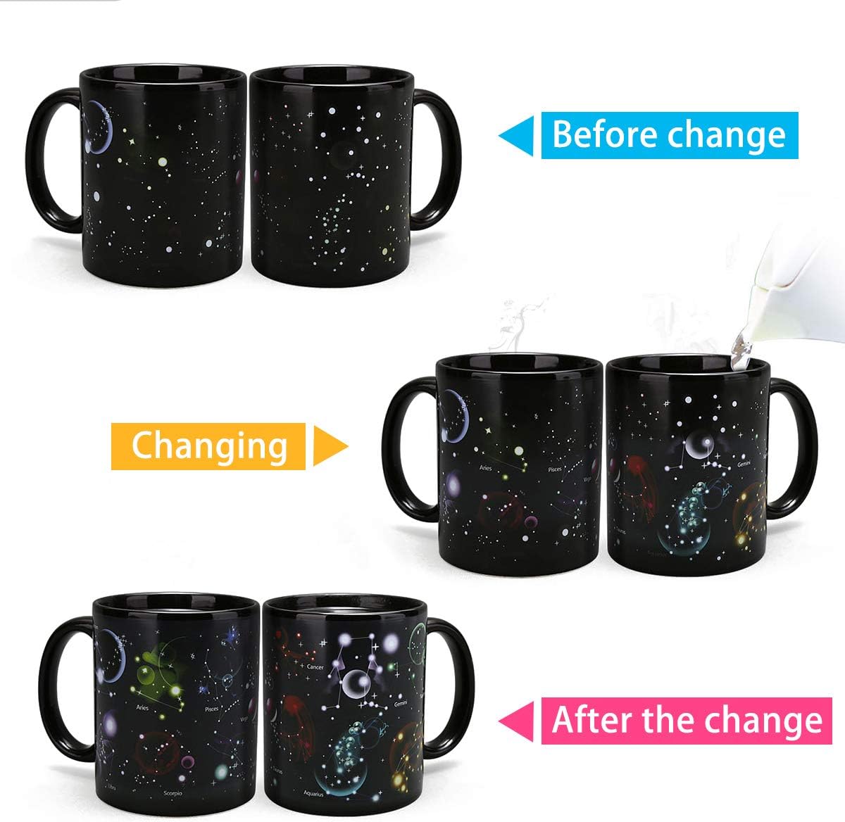 Kmiles Heat Changing Constellation Mug - Colour Changing Magical Coffee Tea Cup, 12 Ounce - Novelty Xmas Funny Gifts