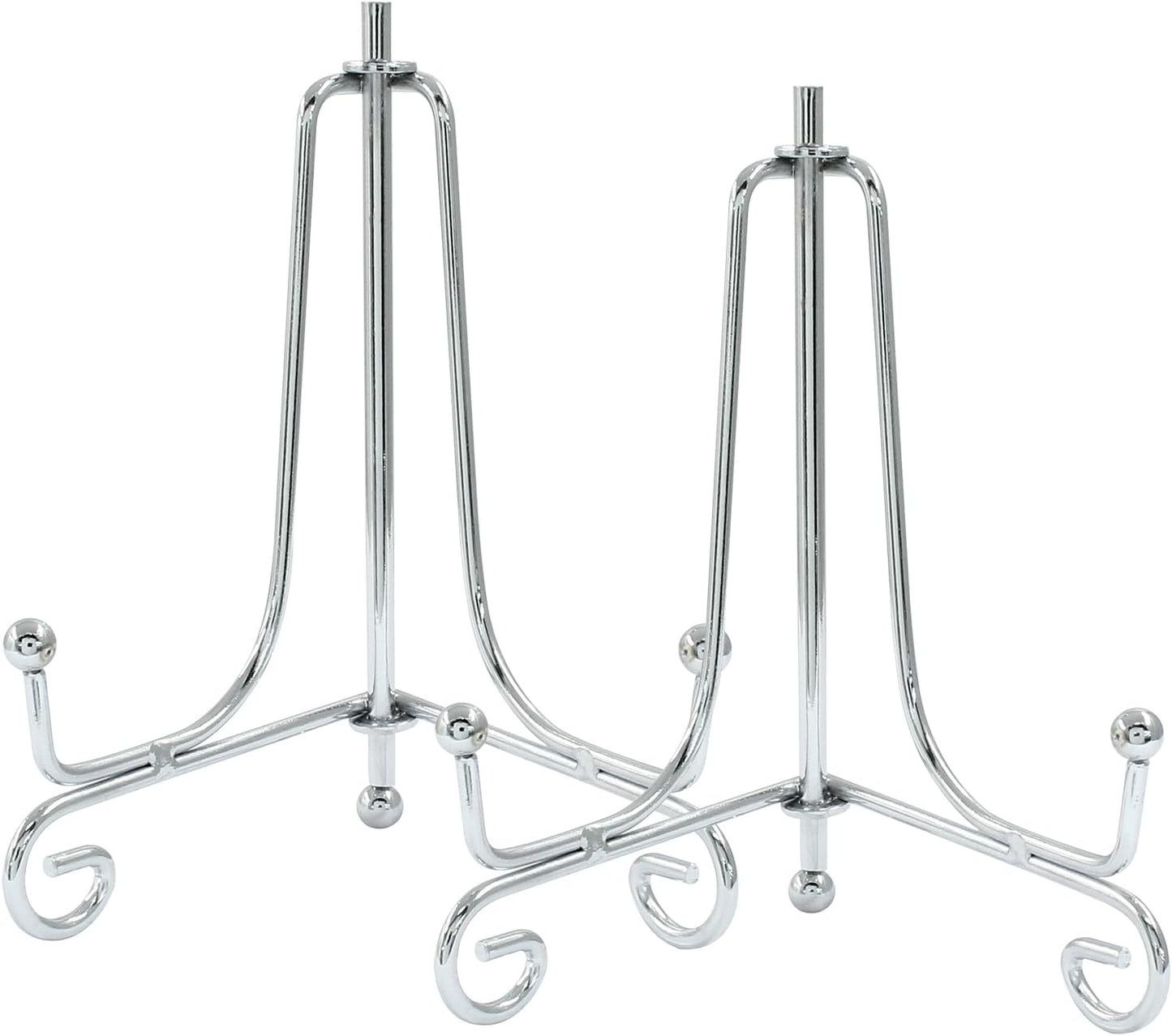 Hordion 2 Pack Plate Stand, 4 Inch Silver Iron Easel Photo Display Stand Plate Holder for Picture Frame Book Tabletop Art Platter