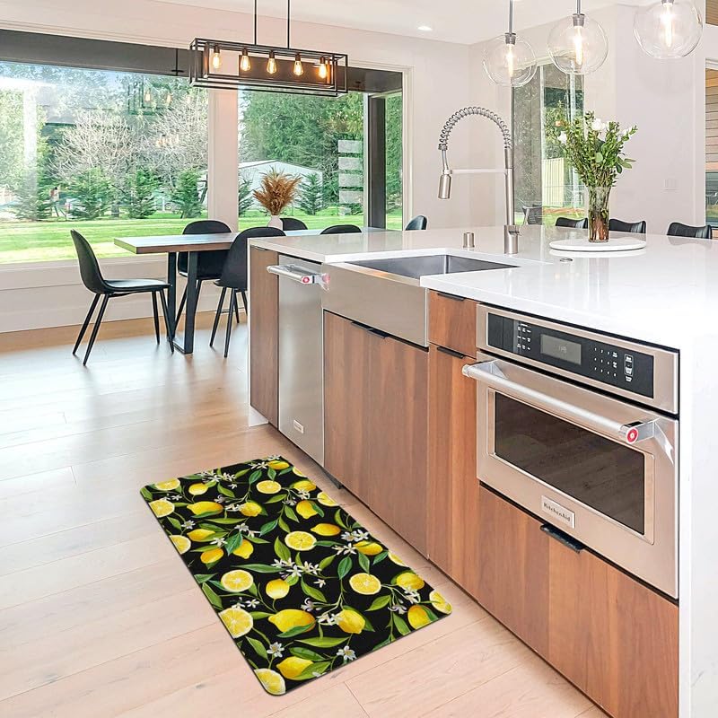Kitchen Mats Lemon Kitchen mats for Floor Anti Fatigue Mats for Kitchen Floor Cushioned Non Slip Waterproof Standing Mat for Bedroom Office Sink Laundry