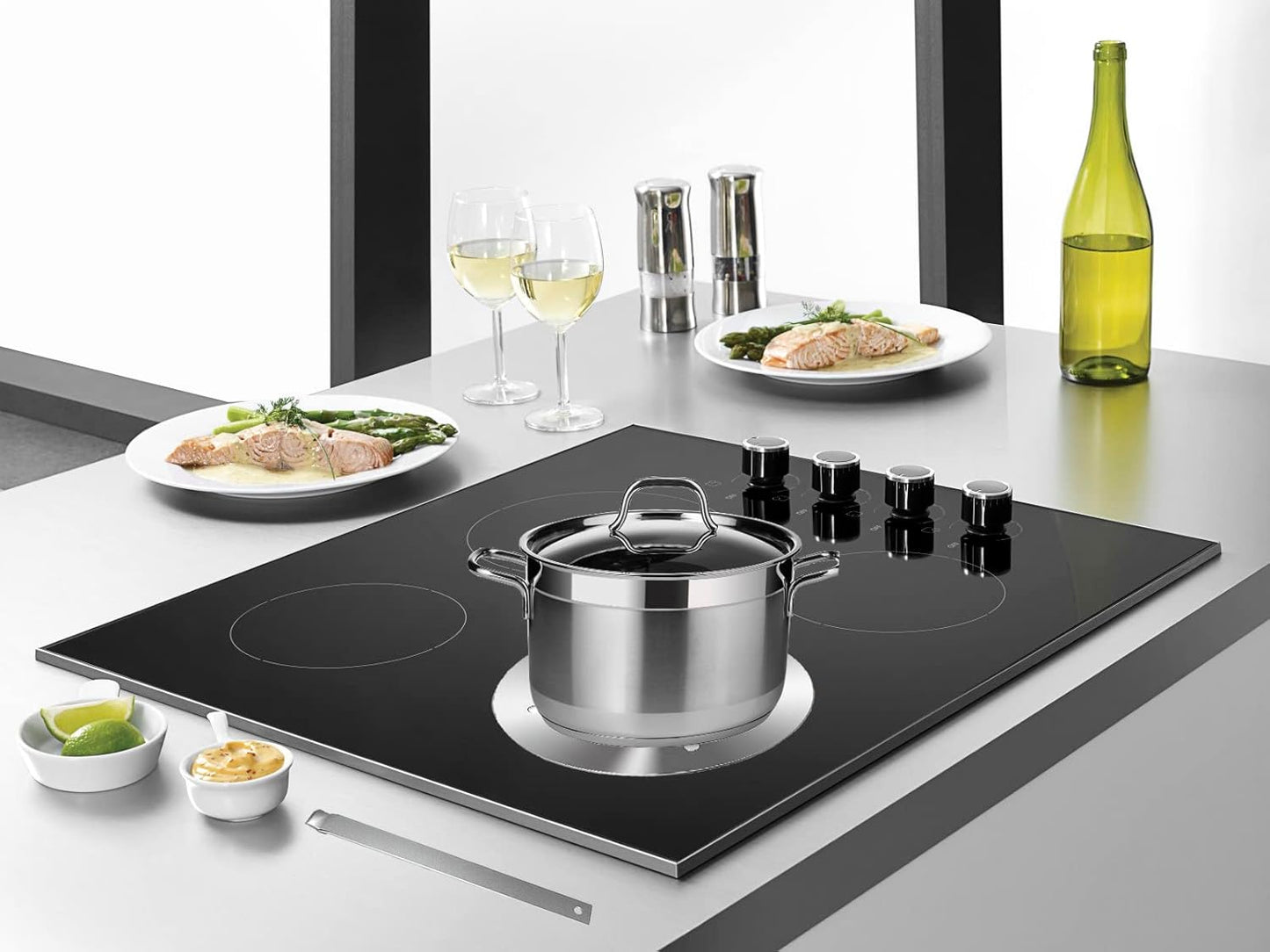 11inch Heat Diffuser Plate, Grourarty Stainless Steel Cooking Induction Adapter Simmer Plate for Electric Gas Glass Cooktop Hob Ring, Induction Cooktop Converter Plate with Handle