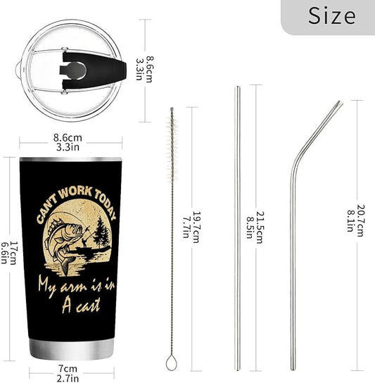 JUDIAN 20oz Fisherman Tumblers - Coffee Travel Mug Gifts for Husband, Dad, Grandpa, Boyfriend - Fishing Accessory