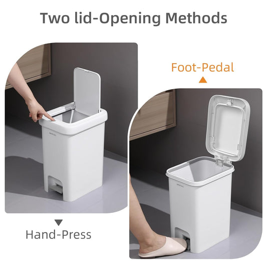 MOPALL Bathroom Trash Can with Lid Soft Close, 16.5L/4.4Gal Slim Trash Can with Pop-Up Lid & Step On Foot Pedal, Garbage Can Waste Bin Trash Bin Wastebasket for Home Kitchen Garage Apartment Office RV