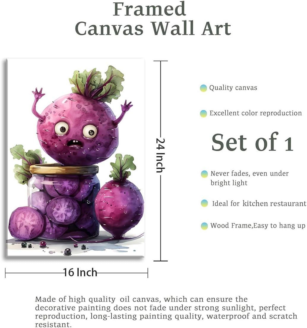 OIQArtOIQ Funny Kitchen Wall Art, Weird Kitchen Wall Decor, Vegetable Paintings Cool Postsers, Food Art, Eclectic Decor Dining Room, Chef Canvas Wall Art Print Artwork, Pickle Pictures