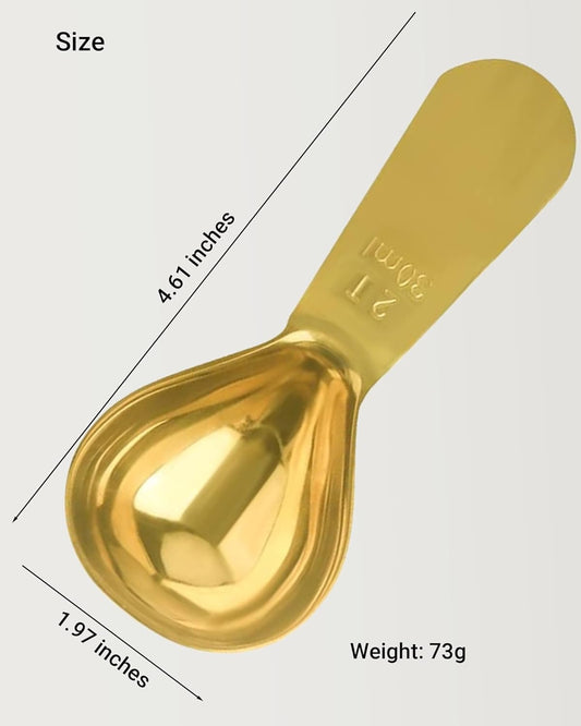 Coffee Scoop 30ml 2PCS, 2 Tablespoon Measuring Spoons, Ergonomics Design Coffee Scooper Stainless Steel Manufacture,Coffee Scoop for Ground Coffee Protein Powder Sugar Cereal (Gold, 2 tbsp-30ml)