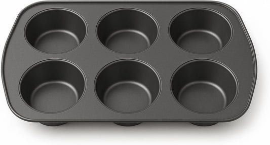 SOFINNI Muffin Pan, Nonstick Tin Cake Pie Cookie Baking Tins Bundt Mold Cupcake Molds Cheesecake Sheet (6 CUP), 3.5" Each Cup