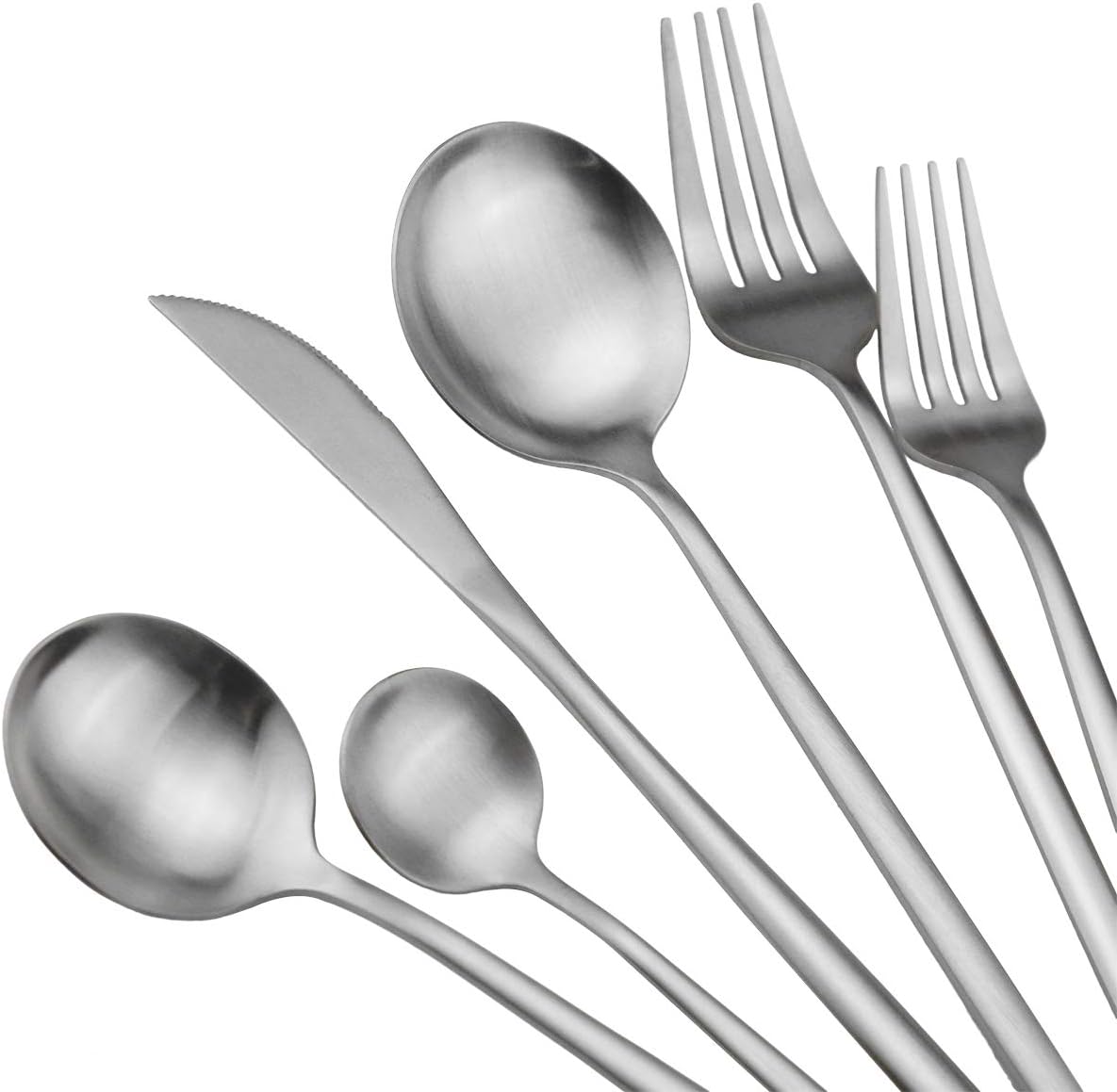 40-Pieces Silverware Set, Flatware Sets Satin Finish, 304 Stainless Steel Utensils Dishwasher Safe Service for 8, Include Dinner Knife/Fork/Spoon Dinnerware Sets (Matte Silver)