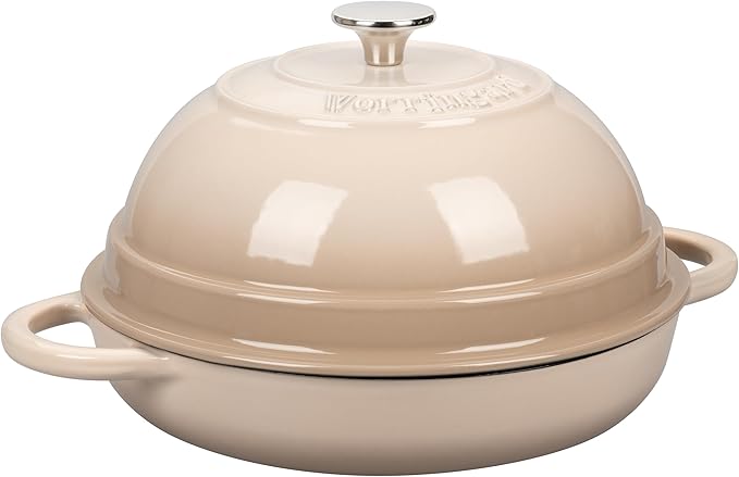 Cast Iron Enameled Dutch Oven Pot with Lid for Bread Baking, Bread Oven, 6 Quart, Latte