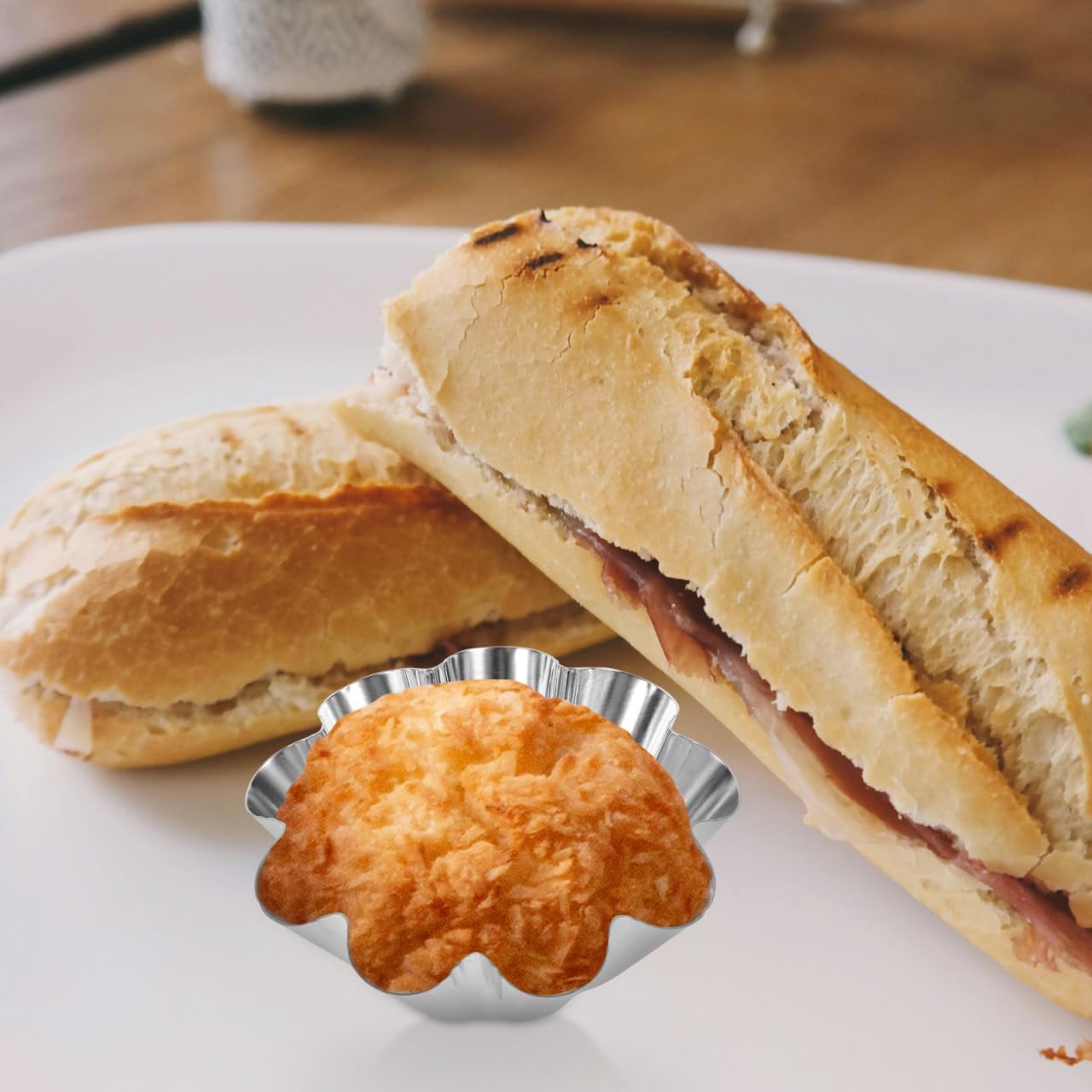 12-Piece Stainless Steel Cake Mold Set Non-Stick Flower Tart and Muffin Pan for Baking Mini Cakes Quiches and Egg Tarts