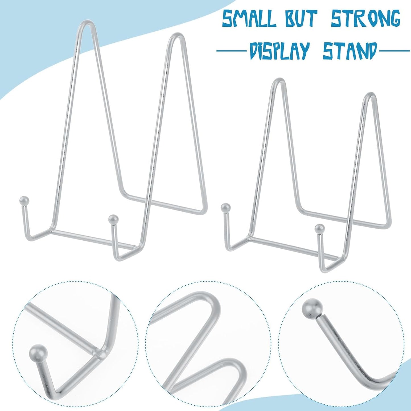 Hoteam 20 Pack Plate Stands for Display, 10 Pcs 4 Inch Metal Frame Plate Holder Display Stand and 10 Pcs 6 Inch Easel Rack for Pictures Photo Decorative Dish Collectibles Tabletop Art (White)