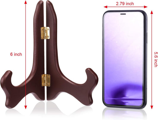 Tatuo 4 Packs Wooden Display Stand Decorative Plate Stands for Display Picture Frame Holder Easels(Red,6 Inch)