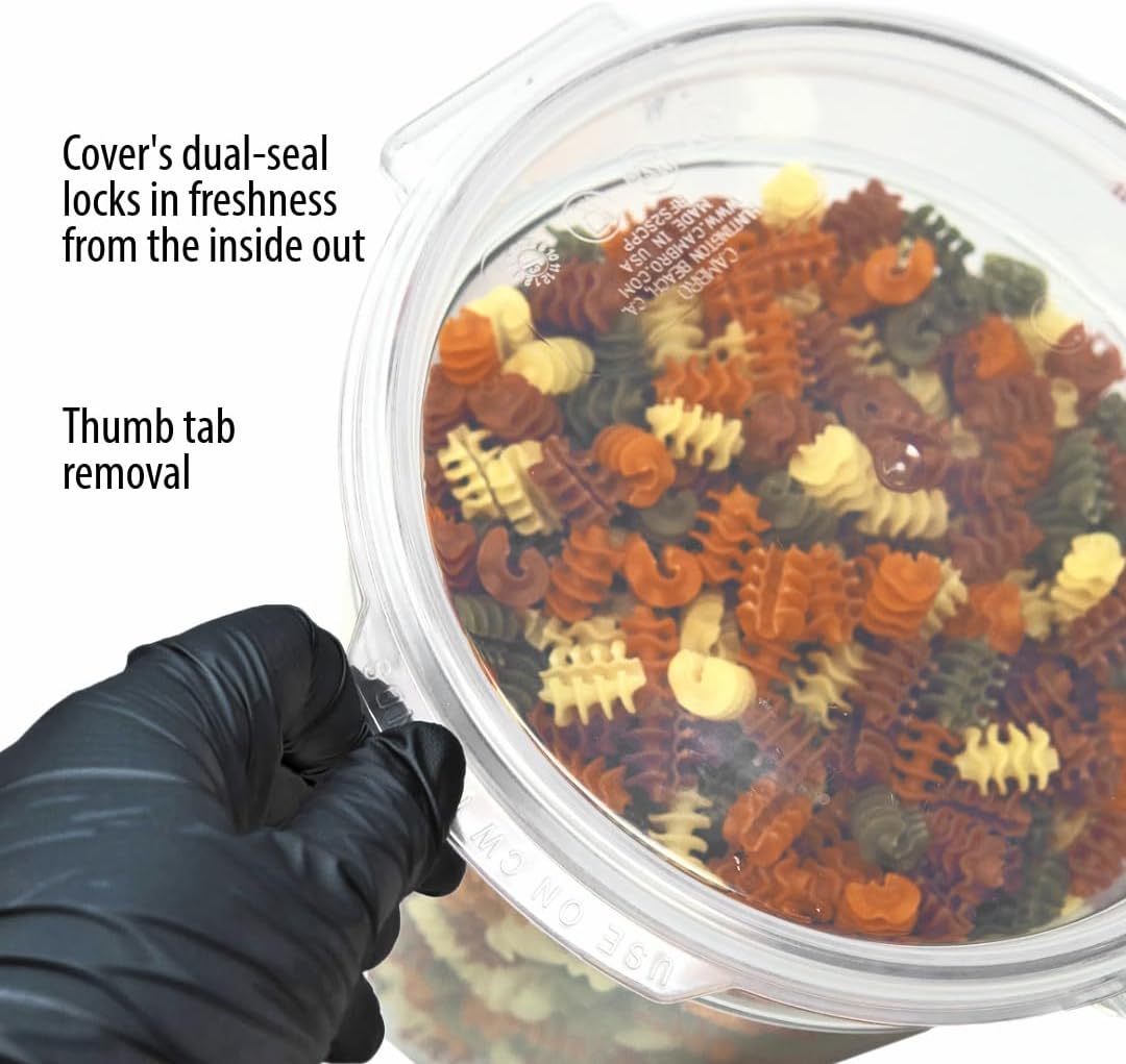 Cambro Food Storage Container with Lid (2 Pack) - Round Series - 4 QT (Quart) - Commercial Grade for Food Prep (Clear)