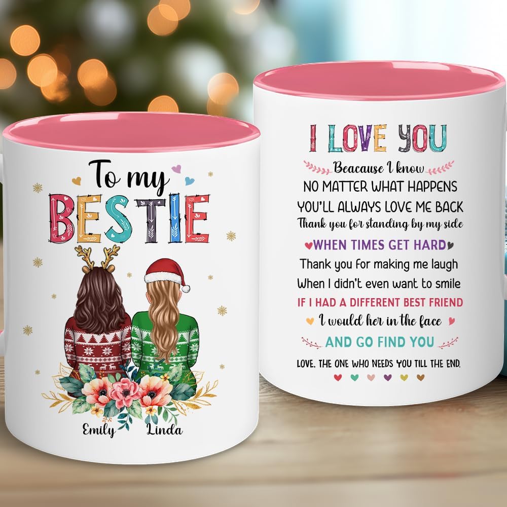 Personalized Bestie Cup - Christmas, Birthday Gifts For Best Friend, Bestie, Sister, BFF - Friendship Gifts For Women, Her, Women - Long Distance Cup - Birthday, Mothers Day Gift