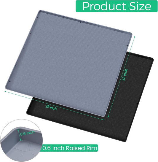 TRZZ Silicone Waterproof Under Sink Mat 28" x 22", Drip Tray and Cabinet Liner for Kitchen and Bathroom, Prevents Water Damage and Organizes Cabinets (Grey)