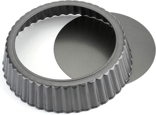 Tosnail 2 Packs 9.5" x 2" Nonstick Tart Pan with Removable Bottom, Quiche Pan Deep Pie Pan Round Baking Pan