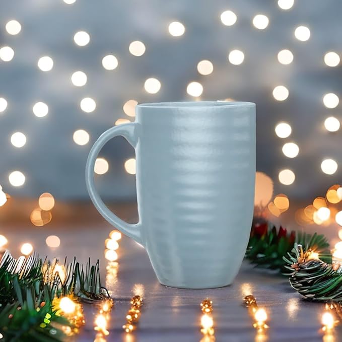 Francois et Mimi Set of 4 Oversized 20oz Tall Ceramic Latte Coffee Mugs, Gift Set for Cococa, Tea and More. With Large Handles; Dishwasher and Microwave Safe. (Blue)