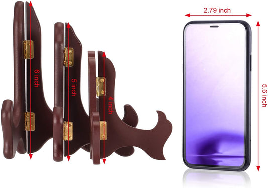 Tatuo 4 Packs Wooden Display Stand Decorative Plate Stands for Display Picture Frame Holder Easels