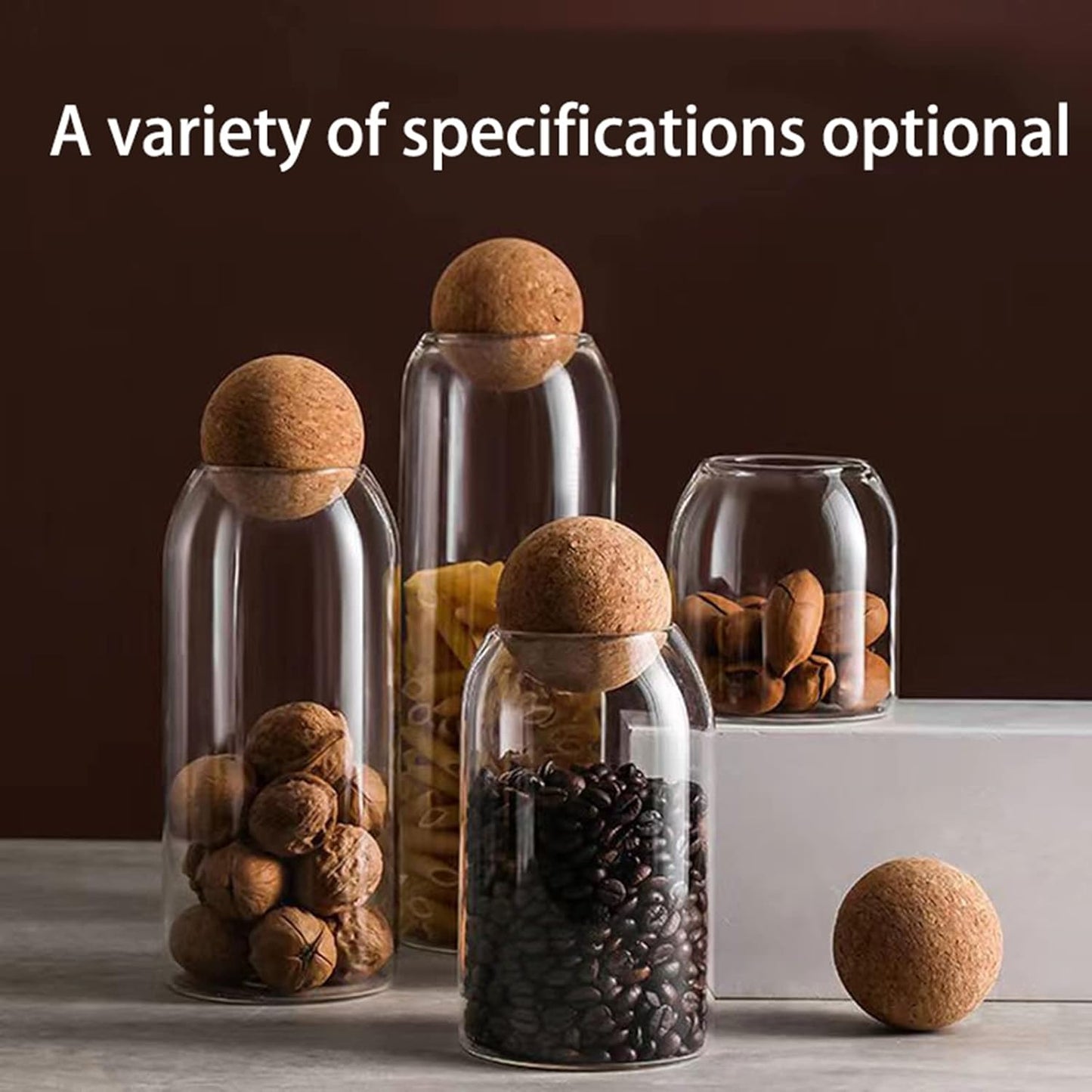 1500ML/50Oz Clear Glass Bottles, Glass Food Storage Containers with Airtight Round Cork, Decorative Sealed Jar Organizer Holder with Wooden Lid for Candy, Cookie, Nut, Spice, Tea, Coffee Bean