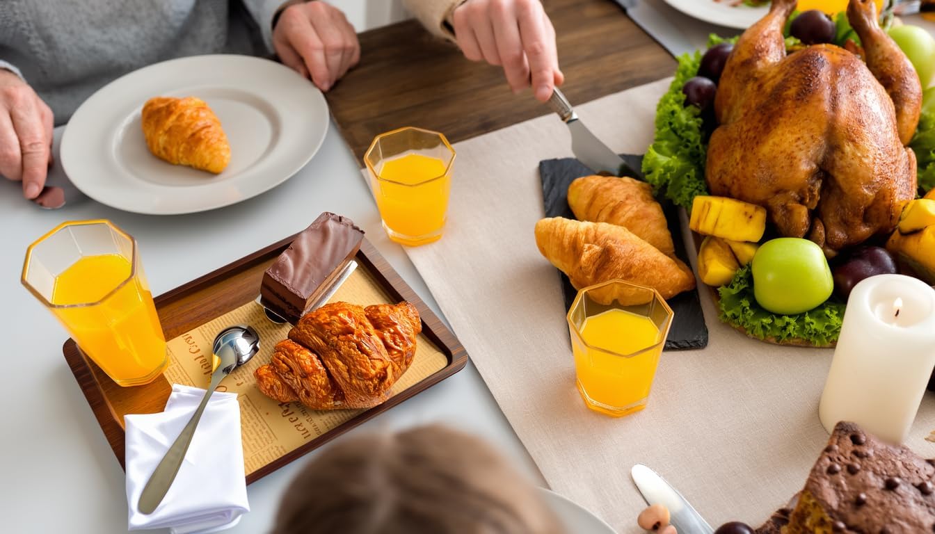 Bamboo Serving Tray - Small Wood Serving Tray, Breakfast in Bed, Coffee Table, Dinner & bar - Decorative Bed Table Tray for Kitchen or Bedroom (11.8" x 7.9" x 0.8")