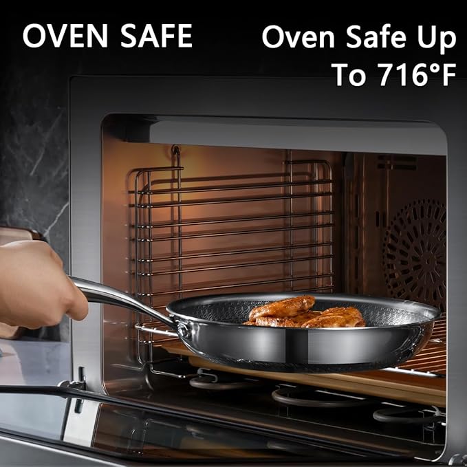 Stainless Steel Pan, Nonstick Frying Pan, 11.6inch PFOA-Free, Stay-Cool Handle Easily Cleaned Induction Cooktops are Suitable, Compatible with All Cooktops