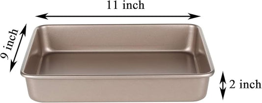 11 Inch Baking Sheets Pan Nonstick Set of 2, Walooza Cookie Sheet Replacement Toaster Oven Tray, Deep Size 2 inch Bakeware, Non Toxic & Heavy Duty & Easy Clean