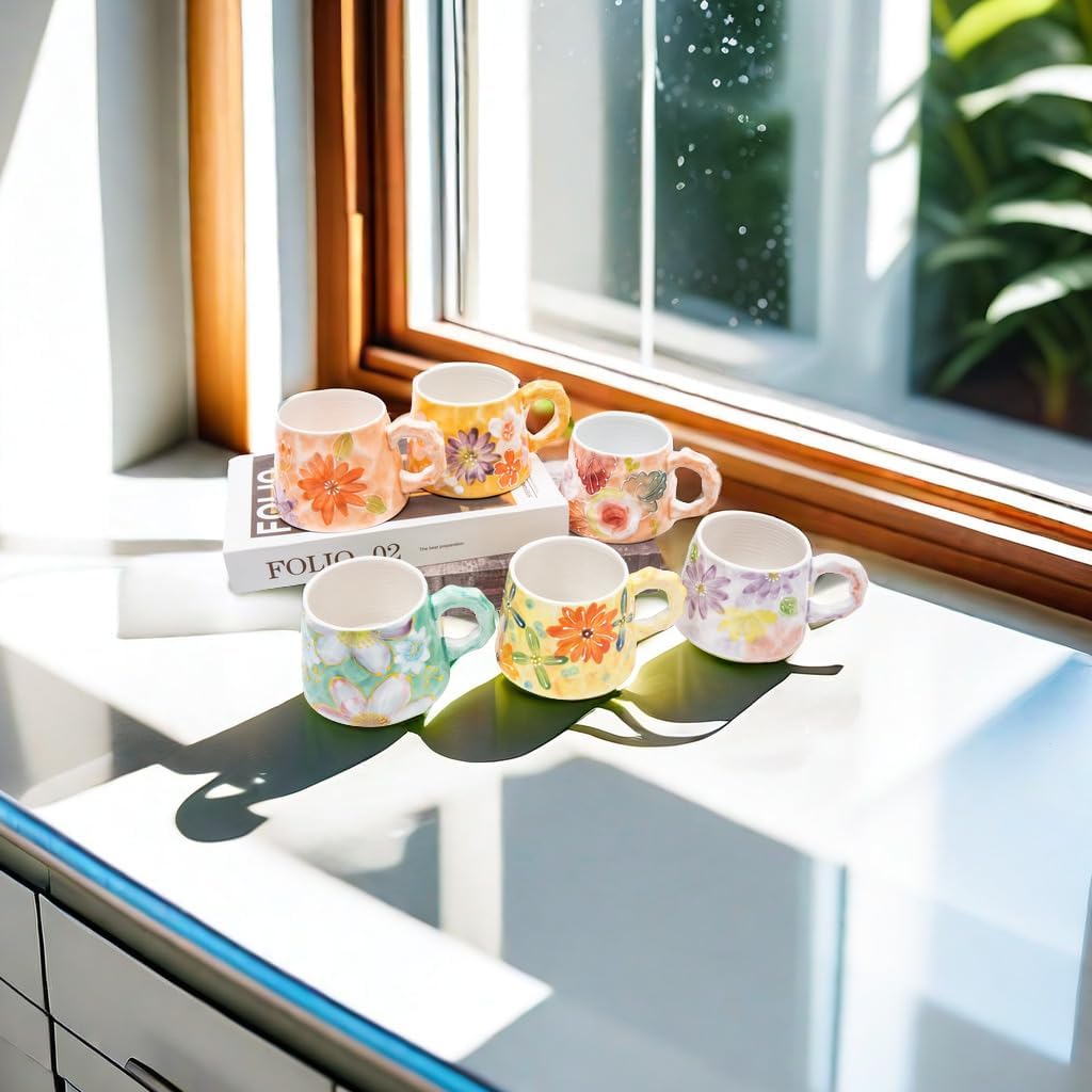 13oz ceramic mug, enlarged and thickened breakfast cup, suitable for spring, summer, autumn and winter, hand-painted cup, a personalized gift for girlfriend.