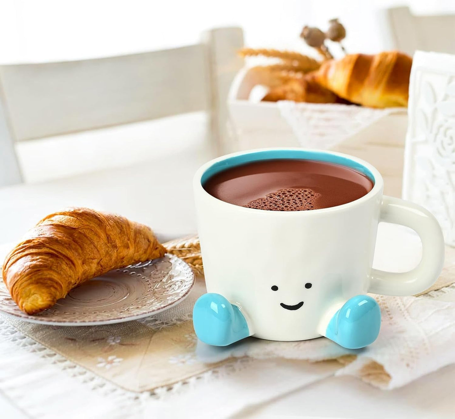 Coffee Mugs,Cute funny Mug For Women, 12.8oz/380ml Unique Ceramic Coffee Tea Cups, Office Mug Gift (blue)